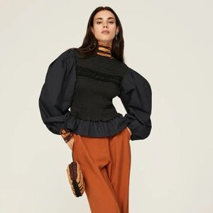 Ulla Johnson Amelia Blouse in Navy